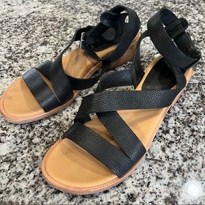 Kork-Ease Marianna Black Leather Sandal Size 10 Med